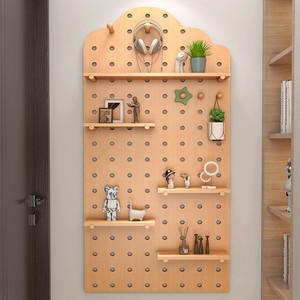 Solid Wood Pegboard Wall Shelf With Shelves For Entryway Storage Display Rack Custom Size Multi Layer Wooden Organizing Board - Product Image 1