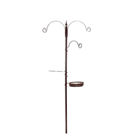 Station d'alimentation pour oiseaux en fer avec support sur poteau et kit de mangeoire suspendue multi-hameçons, capacité 500g