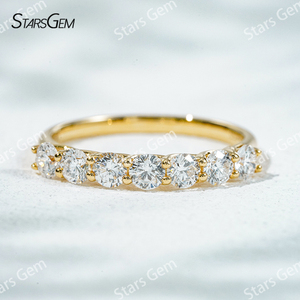 Starsgem 0.75ct 3Mm Vòng Brilliant Cắt Phòng Thí Nghiệm Grown Kim Cương 18K Vàng Nửa Vòng Tròn Bảy Đá Kim Cương Nhẫn - Product Image 4