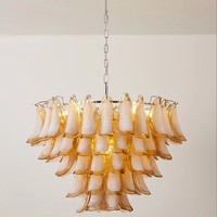 Lustre moderne en verre de Murano pour plafond haut, luminaire suspendu de luxe pour hall d'entrée français, grand lustre décoratif pour escalier long