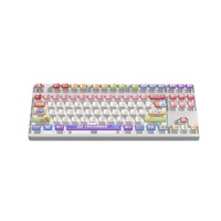 Teclado Mecánico para Juegos con Cable USB de 87 Teclas, Retroiluminado, con Teclas ABS Transparentes de Doble Capa Estilo Pudding de Leche, Personalizable