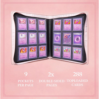 Carpeta Personalizada con Diseño de Flores en Relieve Rosa, 9 Bolsillos, 288 Fundas Protectoras para Tarjetas de 3x4, para Deportes y PTCG