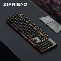 Metoo-clavier de jeu mécanique filaire ZF, 104 touches, avec USB, rvb, interrupteur bleu, pour PC de bureau et à domicile, Gaming