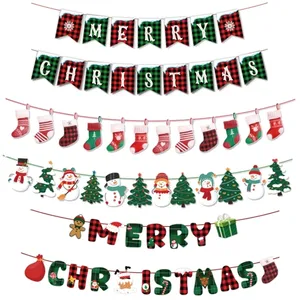 क्रिसमस ट्री बेल स्टार सांता क्लॉस स्वेटर स्नोमैन स्टॉकिंग क्रिसमस पार्टी के लिए रीहिरण पेपर बैनर गार्लैंड