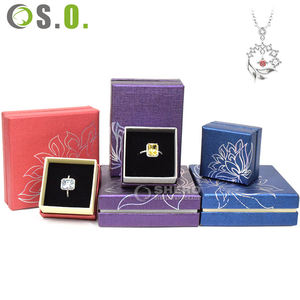 Boîte à bijoux en papier de luxe pour collier avec anneau rectangulaire et logo personnalisé, emballage cadeau de marque - Product Image 1