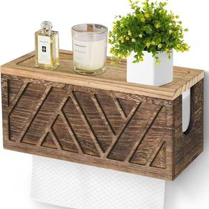 Wall Mounted Bathroom Tissue Holder Rectangular Wood <b>Paper</b> Roll Box For Bathroom <b>Kitchen</b> Bedroom Storage - Product Image 4