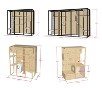 Villa pour chat en bois de luxe à plusieurs niveaux avec espaces libres et compartiments pour exposition intérieure
