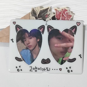 Lot de porte-cartes <span class=keywords><strong>en</strong></span> PVC à 2 poches, motif dessin animé mignon pour couple - Porte-clés <span class=keywords><strong>photo</strong></span> bicolore de 3 pouces pour breloque de sac et objets de collection - Product Image 2