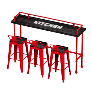 Combinación <span class=keywords><strong>de</strong></span> mesa alta y silla <span class=keywords><strong>de</strong></span> madera maciza para el hogar, mesa <span class=keywords><strong>de</strong></span> pared larga <span class=keywords><strong>de</strong></span> hierro creativa para juego <span class=keywords><strong>de</strong></span> Bar, uso en tienda <span class=keywords><strong>de</strong></span> té <span class=keywords><strong>de</strong></span> la leche - Product Image 1