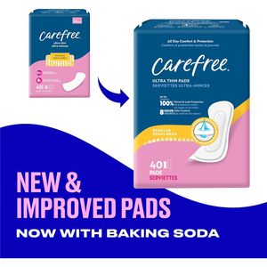Carefree 160ct Almohadillas de cuidado femenino Ultrafinas 4 paquetes 40ct Alas regulares para el período Posparto Carefree Cuidado femenino ultrafino - Product Image 6