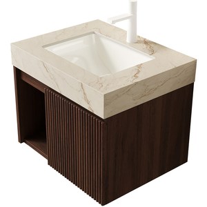 Meuble-lavabo de salle de bain <span class=keywords><strong>EIDEN</strong></span> 24 pouces, armoire de rangement suspendue, dessus en pierre frittée veinée or crème et lavabo en céramique avec 1 vasque - Product Image 4
