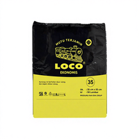 Bolsa de Camiseta LOCO Negra Económica de Materiales Reciclados PE 35x55 Personalizable Reutilizable Resistente Práctica para Supermercado Uso Diario