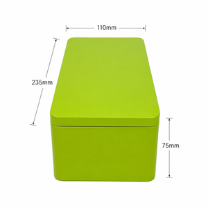 Custom Long Rounded‑Corner Rectangle Matte Green Metal Tin <b>Box</b>, Food Grade Plain <b>Empty</b> Tin For Tea Cookie <b>Gift</b> Set Storage - Product Image 2