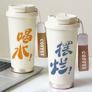 Stainless Steel Tumbler 316 <b>Coffee</b> Cup Portable Travel Water <b>Bottle</b> With Strap Word Design - Product Image 1