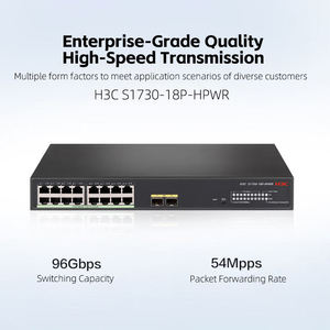 สวิตช์อีเธอร์เน็ตแบบกิกะบิต POE+ 18 พอร์ต รุ่นใหม่ H3C S1750-18P-HPWR พร้อมรองรับ QoS VLAN SNMP ความจุ 96Gbps แบบฟูลดูเพล็กซ์ - Product Image 1