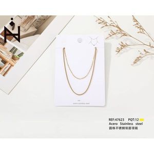 Collana a Doppio Strato in Acciaio Inossidabile con Perline Rotonde - Product Image 3