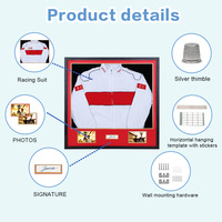 Boîte de présentation pour maillot de course, cadre mural avec doublure rouge et protection UV pour vêtements signés