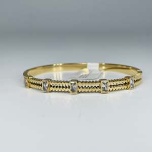Fashion Bangle 316L Stainless Steel PVD Gold Plating Rectangular <b>Crystal</b> Inlay <b>Bracelet</b> For Women Jewelry Accessory - Product Image 1
