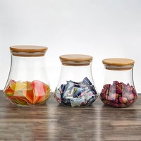 Bocaux en verre borosilicate haute résistance à la chaleur avec couvercle hermétique en bambou pour le stockage des aliments