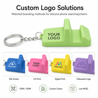 Soporte de Teléfono Móvil de Silicona Portátil con Logotipo Personalizado, Mini Soporte Flexible de Goma para Teléfono Celular, Llavero para Regalo Promocional