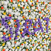 NINI Mur de fleurs artificielles jaunes et violettes 8x8 pieds, toile de fond de mariage, décorations de scène d'hôtel, accessoires