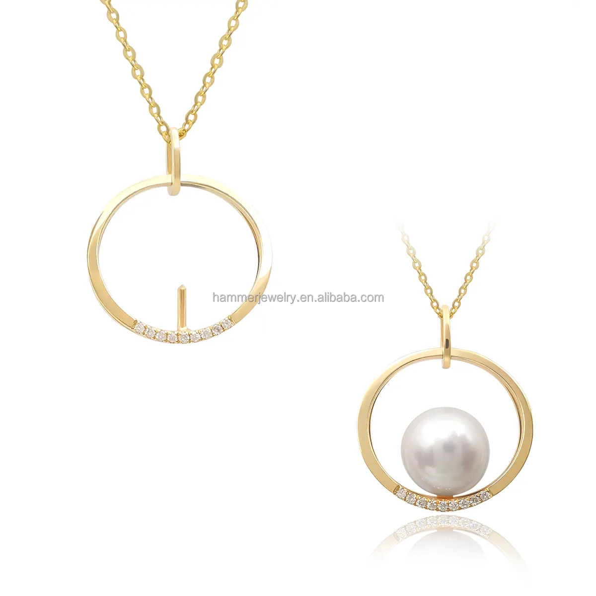 Professional Custom Fine Jewelry 18K Real Gold Pearl Pendant Semi Mounts DIY Base Setting DIY Jewelry