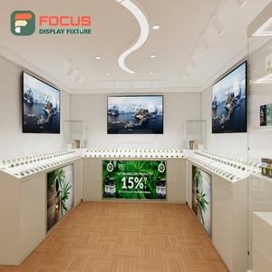 Tall Smoke Shop Display Cabinet Wood Glass Showcase Counter LED Lighting Tobacco Display Cabinet - Product Image 2