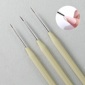 Lot de 3 pinceaux de précision en nylon ultra-fin pour nail art, manche en plastique macaron, virole sertie, pour liner et peinture, stylo de manucure professionnel - Product Image 2