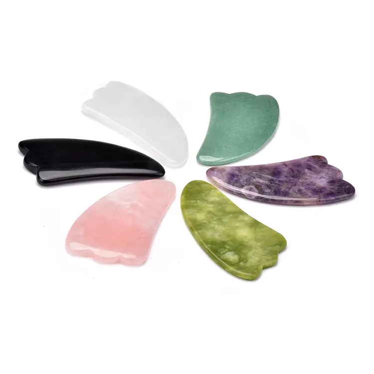 2020 New 100% Natural Handheld Amethyst Beauty Jade Facial Massage Purple Gua Sha