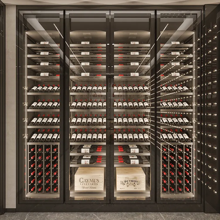 Custom smart temperature control system glass door built-in single zone wine cellar wine fridge storage cabinet