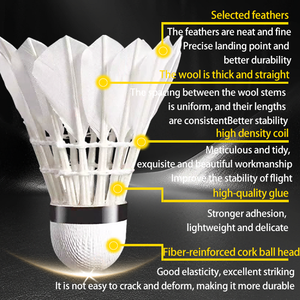 S105-12 शटलकॉक सफेद प्राकृतिक पंख प्रशिक्षण उच्च उड़ान स्थिरता कस्टम ओएम डबल प्राकृतिक सीधा हल्के क्लब - Product Image 5