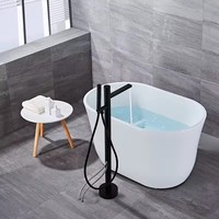 Grifo de pie para bañera con certificación CE, set de grifería para ducha de agua fría/caliente, monomando con válvula de cerámica, para uso en apartamentos, 5 años de garantía.
