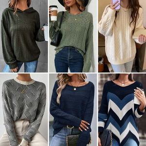 Fournisseur 2023 Mode décontractée Pull en tricot à col rond à manches longues pour femmes Automne-Hiver Déstockage - Product Image 4