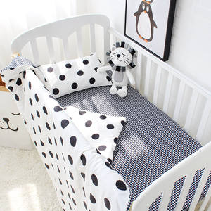 De <span class=keywords><strong>Blanco</strong></span> y Negro puntos 100% algodón bebé de noche durmiendo ropa de cama conjunto de 3 piezas babi cuna edredón - Product Image 4