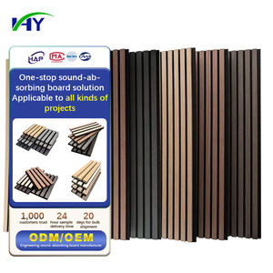 Panel antirruido y de protección ambiental Paneles de pared acústicos de madera con listones ranurados anchos naturales - Product Image 1