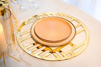 Sous-plat moderne en acrylique miroir découpé au laser pour la décoration de table de mariage ou d'anniversaire, assiette de présentation, sous-plat de mariage et coussinets