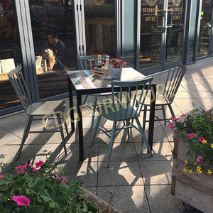 לגיבוב צבעוני עתיק מסעדה חיצוני כיסאות לערום צבע אלומיניום רטרו מתכת מסעדת קפה וינדזור כיסאות - Product Image 4