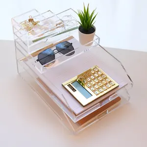 Soporte de limas personalizado, transparente, apilable, acrílico, para revistas, documentos, cartas, bandeja de archivo, Organizador - Product Image 4