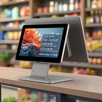 Monitor POS Táctil de Pantalla Dual Ultrafino de 15.6 Pulgadas al por Mayor, Sistema POS Android Windows Todo en Uno para Restaurante