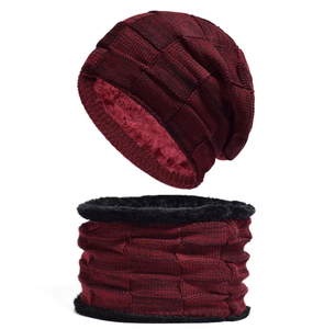 MHK75 Outdoor Riding Ski Unisex Winter Scarf Hat Set <b>Neck</b> <b>Warmer</b> Knit Polyester Lining Thick Beanie Skullie Cap - Product Image 1