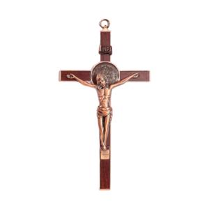 <span class=keywords><strong>Croix</strong></span> murale HT Saint Benoît, crucifix en bois et cuivre de 9,06 pouces, <span class=keywords><strong>croix</strong></span> catholique <span class=keywords><strong>INRI</strong></span> Jésus-<span class=keywords><strong>Christ</strong></span>, décoration murale pour la maison et l'église - Product Image 1