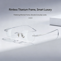 0651 Montures de lunettes sans monture en titane haute technologie, style vintage, design Fakeme Frame-Inspired Diamond-Clear Cold Goddess