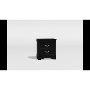 Table de chevet noire Louis Philippe en bois massif, construction à queue de pie anglaise, poignées suspendues en nickel antique - Product Image 3