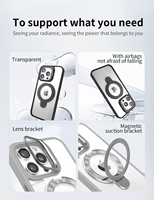 Étui de téléphone de luxe premium à double support magnétique transparent en acrylique + TPU antichoc 17/16/15 Pro Max avec protection d'appareil photo sans fil