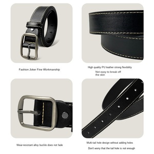Ceinture vestimentaire pour hommes de style coréen à la mode All-Match Boucle ardillon à la mode pour les jeunes garçons Jeans Pantalons PU Plastique All-Match - Product Image 3