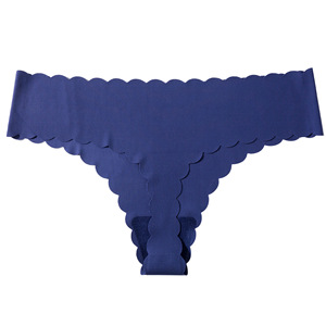 Tanga sin costuras para mujer, con borde ondulado, invisible, de color sólido, transpirable, para deportes, yoga, ropa interior tipo G-string. - Product Image 1