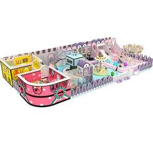 Aire de jeux intérieure personnalisée pour enfants : trampoline rond commercial, maison de jeu, espace de jeu doux aux couleurs claires - Product Image 4