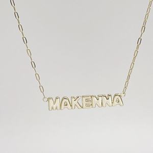 주문을 받아서 만들어진 14k 도금 금 925 스털링 실버 목걸이 6MM 거품 편지 개인 이름 목걸이 925 보석 - Product Image 4