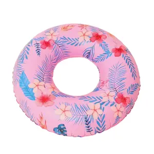 Custom Inflatable PVC Adult Swimming Ring Pink Cute Girls Swimming Ring Float Swimming Float With Awning Assist Floating Seat