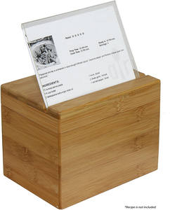 Bamboo <strong>Recipe</strong> <strong>Box</strong> With Divider, Natural, 6.80" W X 4.90" D X 5.30" H - Product Image 2